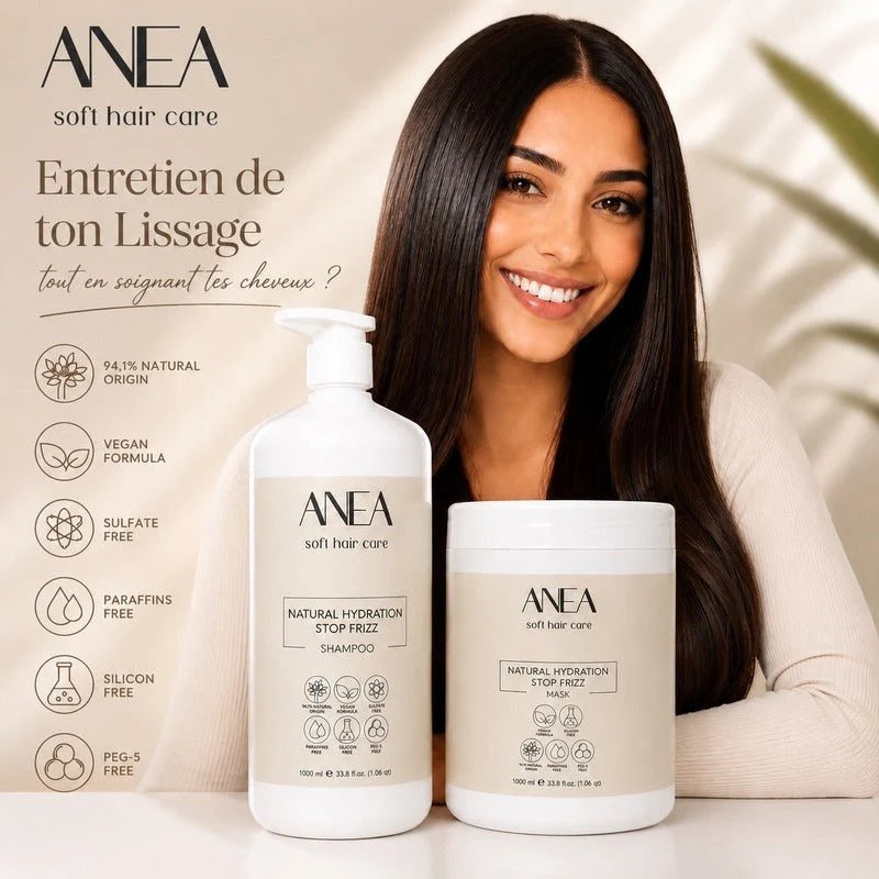 Anea - Kit Natural Hydration Stop Frizz (Shampoing 1L + Masque 1KG)